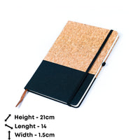 Canvas and Cork Notebook in Black, Gray, Blue & Green L-1010